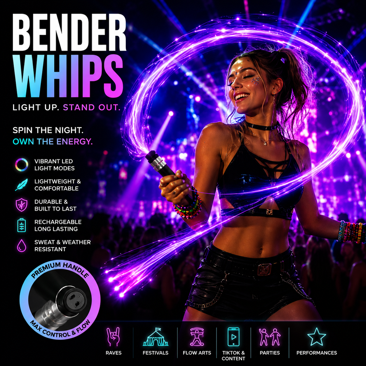 Bender Whips - LED Flow toy